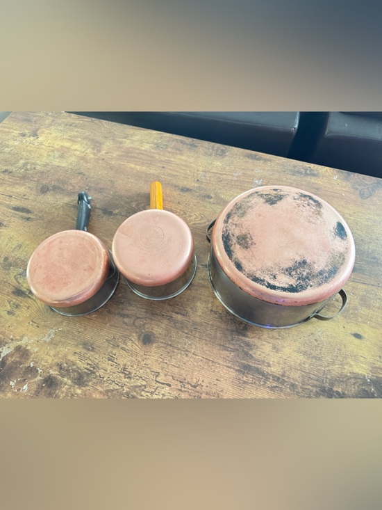 ✨ Vintage Revere Ware Copper Bottom Pot Set 6qt + 1.5qt + 1qt Made in USA 🇺🇸 ✨ - Picture 7 of 8